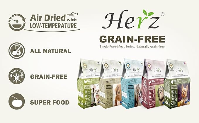 Herz Air-Dried Dog Food – Pack of 3 – New Zealand Venison Recipe, Single Pure-Meat, Grain Free, All Natural, High Protein, Limited Ingredients 3.5 oz