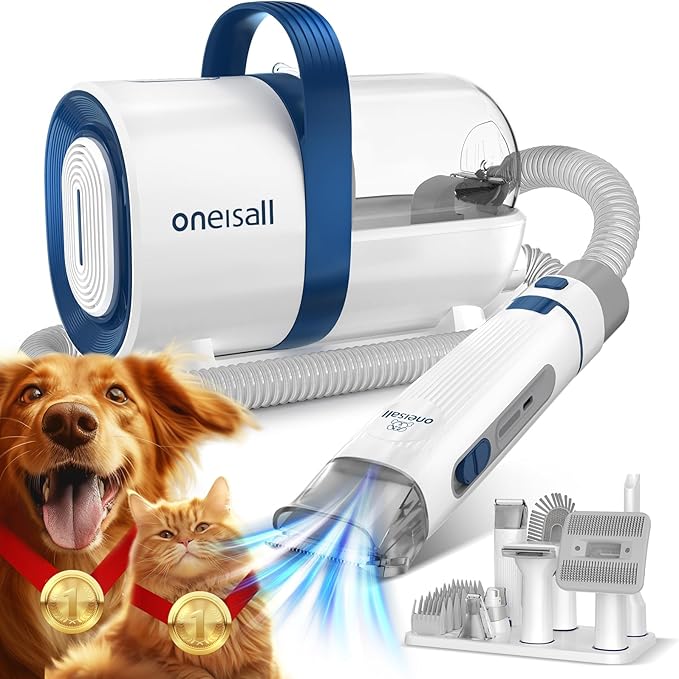 oneisall Dog Hair Vacuum & Dog Grooming Kit 1.5L Dust 7 Pet