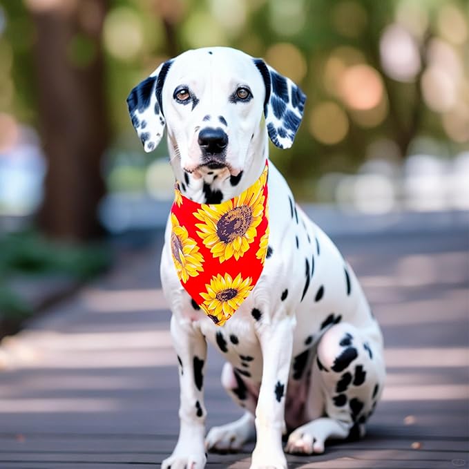 10PCS Big Dog Bandanas Floral Spring Flowers for Large XL Breed Dog Pink Purple Yellow Pattern Kerchief Triangle Bibs Head Scarves for Boys and Girls Grooming Accessories Costume