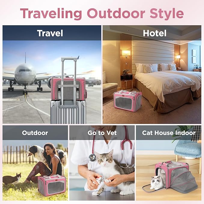 HSC PET Small Dog Carrier Pet Bag 18lb(Pink, 1Side