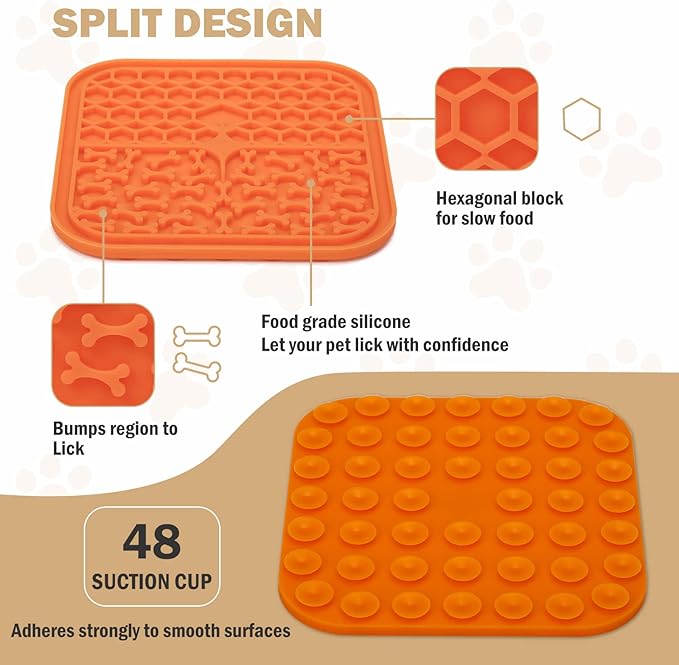 Lick Mat for Dogs Slow Feeder Licking Mat Anxiety Relief Lick Pad with Suction Cups for Peanut Butter Food Treats Yogurt 2 Pack