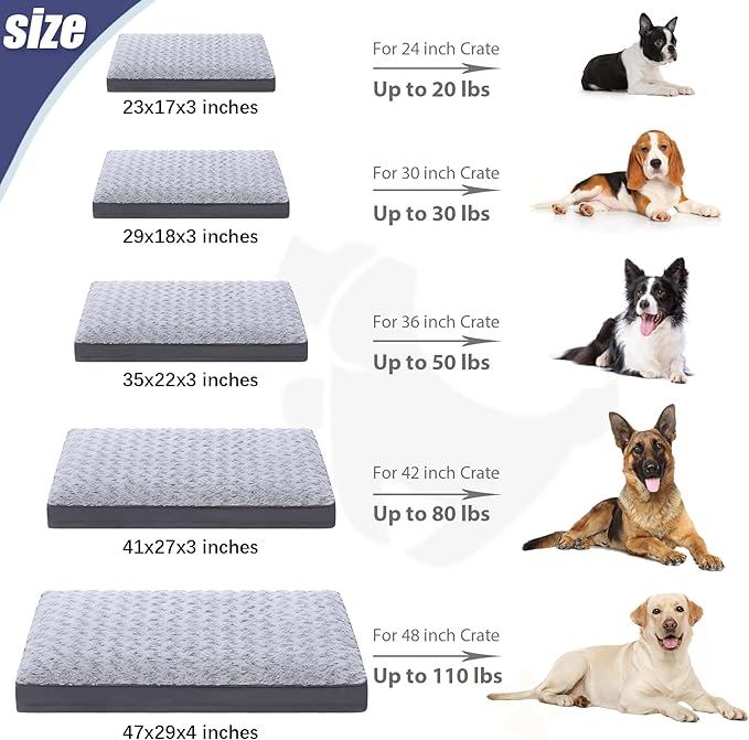 Dog Crate Bed Waterproof Dog Beds for Small Dogs Rose Velvet Soft Fluffy Washable Dog Bed with Removable Cover & Anti-Slip Bottom 23 x 17 Inch,