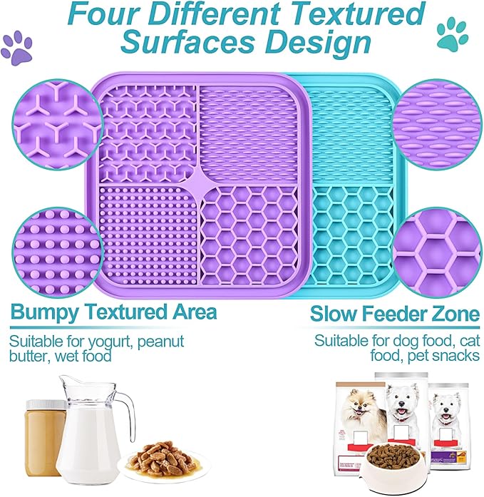 2PCS Licking Mat for Dogs with Suction Cups