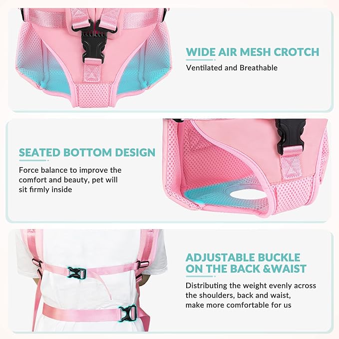 Lukovee Dog Backpack Carrier (Pink-1,Large)