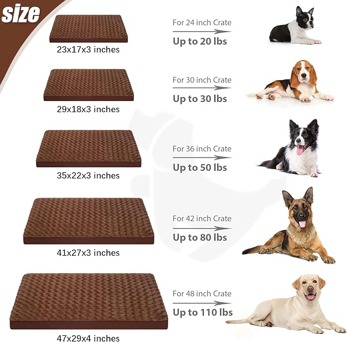 Dog Crate Bed Waterproof Dog Beds for Small Dogs Rose Velvet Soft Fluffy Washable Dog Bed with Removable Cover & Anti-Slip Bottom 23 x 17 Inch,