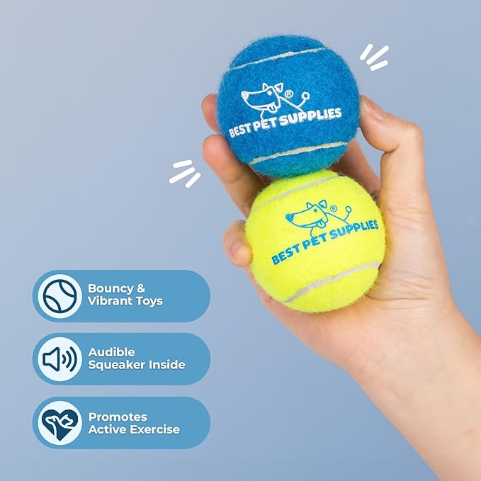 Best Pet Supplies Squeaky Tennis Toys for Dogs 4-Pack, Heavy-Duty