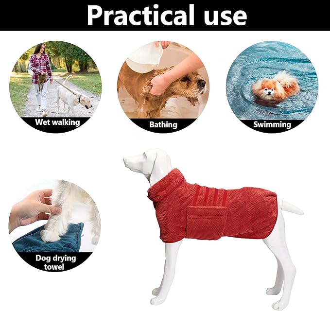 Dog Bathrobe Towel Geyecete Dog Drying Coat-Dry Fast