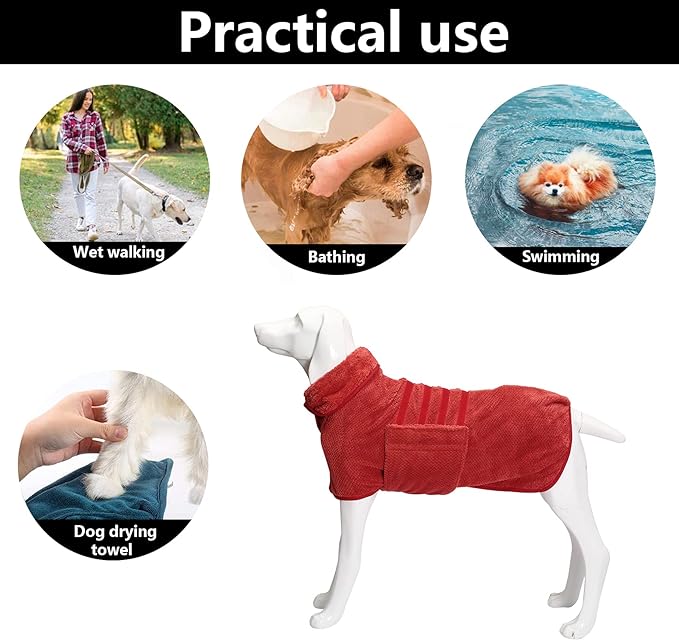 Geyecete Dog Bathrobe Towel Dog Drying Coat-Dry Fast