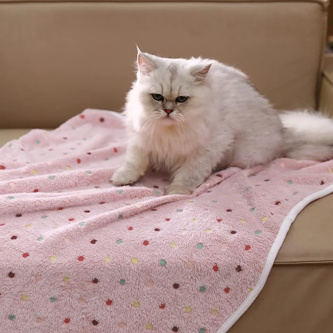 1 Pack 3 Blankets Super Soft Cute Dot Pattern Pet Blanket Flannel Throw for Dog Puppy Cat Dot (Large(41x31)