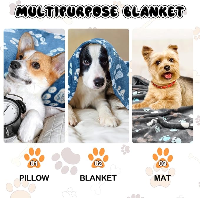 1 Pack 3 Blankets for Dogs 2+ Blue 1,31x41 inch