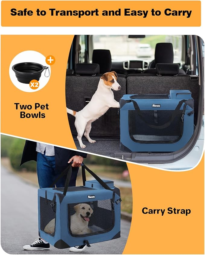 Extra Large Dog Crate with 2 Foldable Bowl 32 Inch (32" L 23" W 23" H,