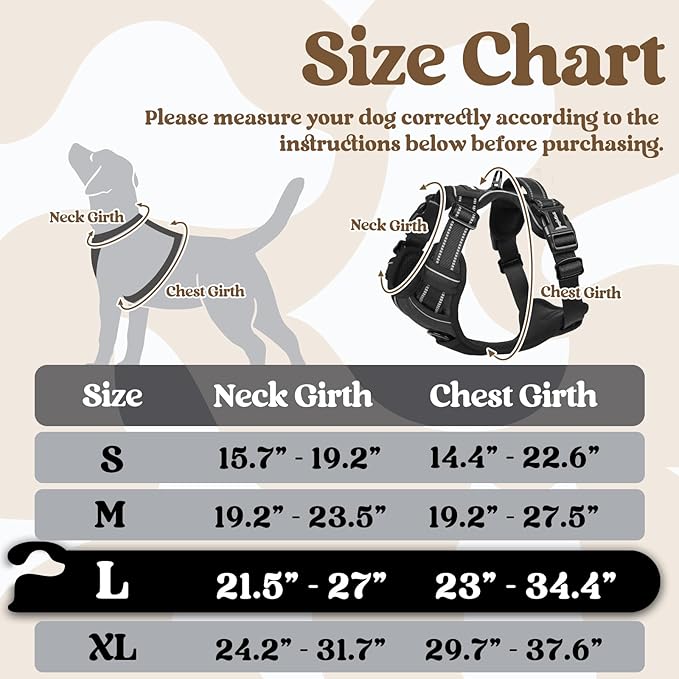 rabbitgoo Dog Harness for Large 3 Buckles,