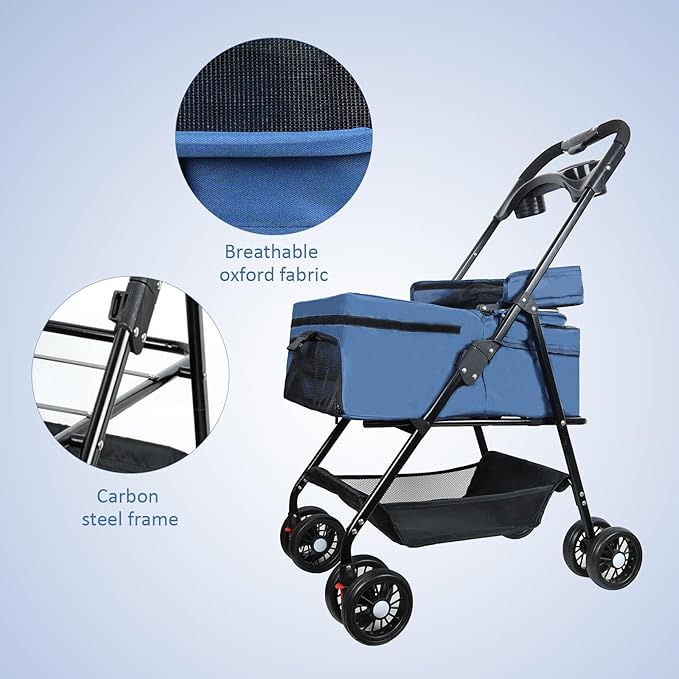 Pet Stroller for Cats/Dogs 4 Wheels 30lbs Small