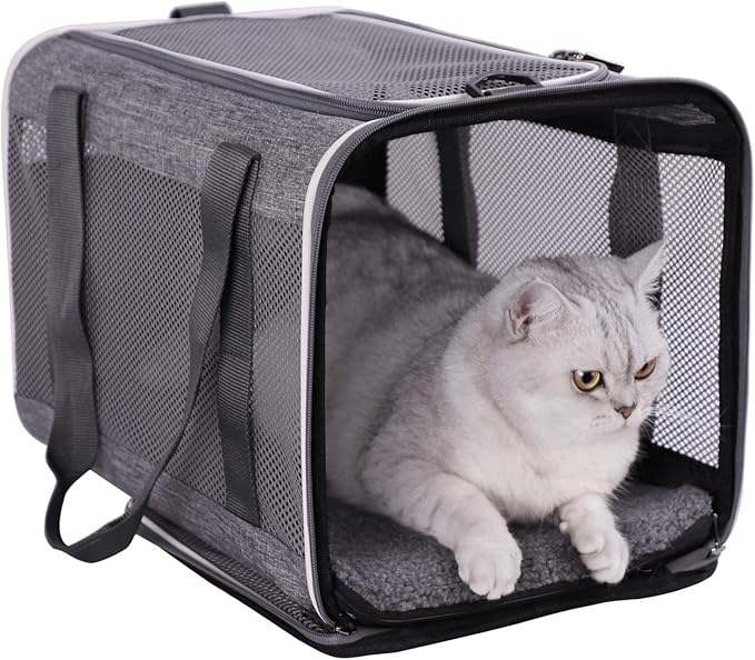 petisfam Easy Load Soft Pet Carrier Bag for Large and Medium Cats with Top Entry and Shoulder Strap. Sturdy