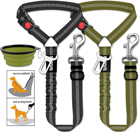 3 Piece Set Dog Seat Belt Retractable Dog