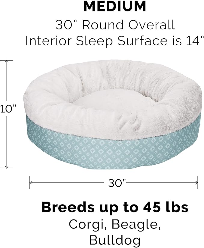 Furhaven Replacement Donut Dog Bed Cover Plush & Diamond Print Calming Cuddler