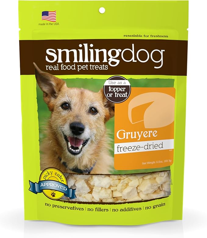 Herbsmith Smiling Dog Treats – Freeze Dried Gruyere 100% Real 9 oz
