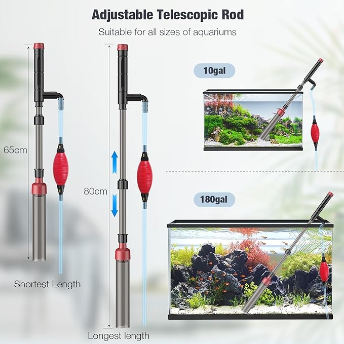 Aquarium Siphon Vacuum Cleaner: 4 in 1 Manual Fish Tank Vacuum Cleaning Tools for Water Change