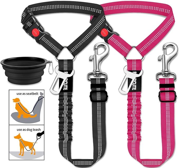 3 Piece Set Dog Seat Belt Retractable Dog