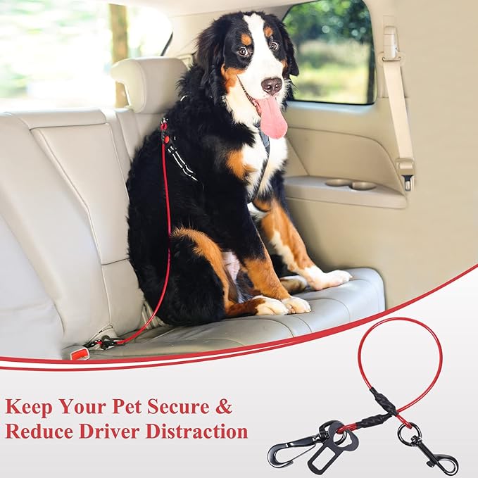 VIVAGLORY Dog Seat Belt 37", Red