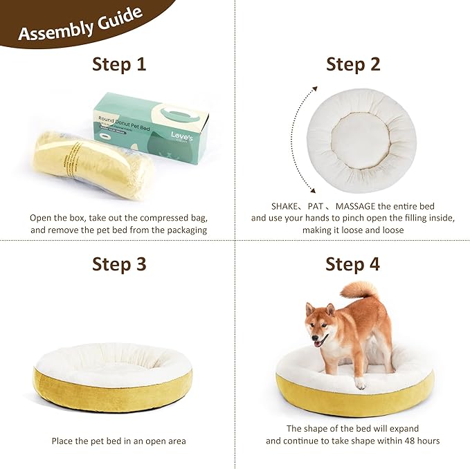 Love's cabin Donut Pet Bed Mat 30in, Yellow,