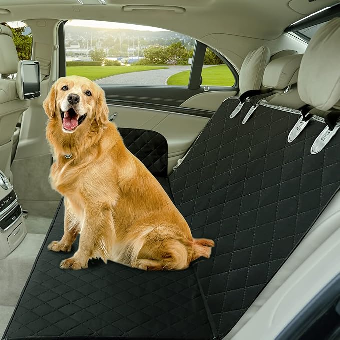 IVY&LANE Dog Car Seat Cover for Back Seat 100% Waterproof 600D Scratch (Black,53"×48")