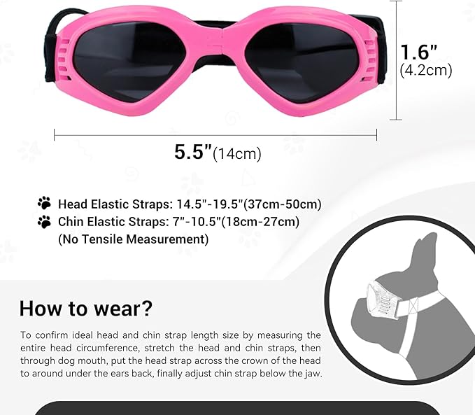 NAMSAN Dog Sunglasses Medium Breed UV Protection Dog Goggles for Small to Medium Dogs Windproof Anti-fog Snowproof Puppy Glasses