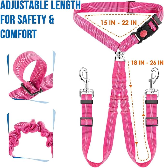 Yuehuam Dog Car Seat Belt 2023 Pet 2 Dogs, 360 Degree