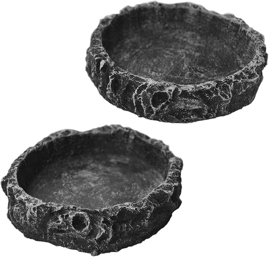2 Pack Reptile Water Dish Reptile Water and Food Bowls Reptile Feeding Dish (2Pcs Round)
