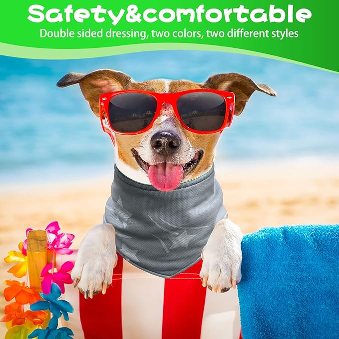 Dog Summer Cool Down Bandana, 3 Layers Special Cooling Materials, Using Water Cool Down, Reversible and Wet Reveal Ice Bandana, Cooling Reflective Dog Bandana (Rose.M)