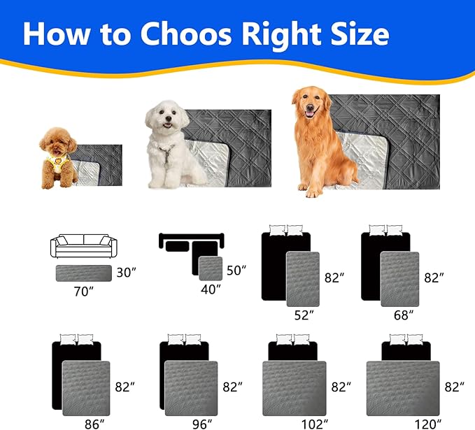 Dog Bed Cover, 100% Waterproof & Anti-Slip Pet Blanket Sofa Bed Mat, Reusable Bed Cover for Dogs, Washable Geometric Embroidery Mattress, Camping Pad for Pet/Dog/Cat (30x70 inch, Grey)