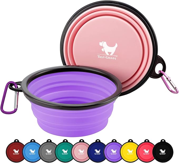 Collapsible Dog Bowls for Travel 2-Pack Dog 2 Carabiners,