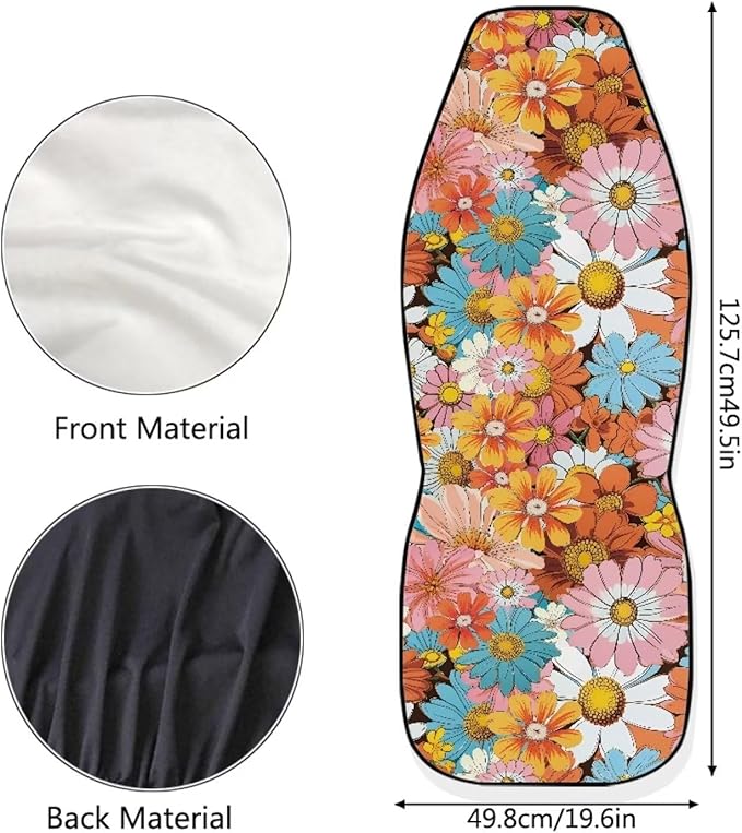 Groovy Hippie Flower Daisy Car Seat Covers Full Set of 2
