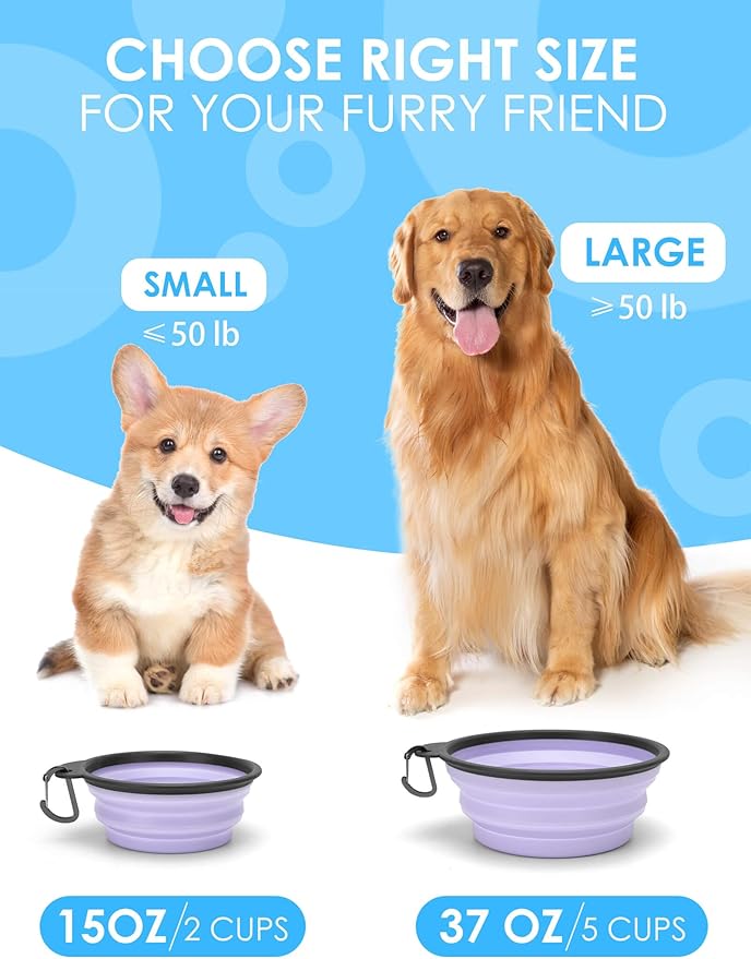Aonkey Collapsible Dog Bowls with Bottle Carrier 2 Pack 15oz