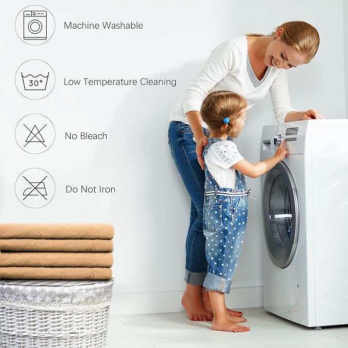 Waterproof Dog Bed Cover Pet Blanket for Furniture Bed Couch Sofa Reversible (Sand+Cream 82x82 Inches)