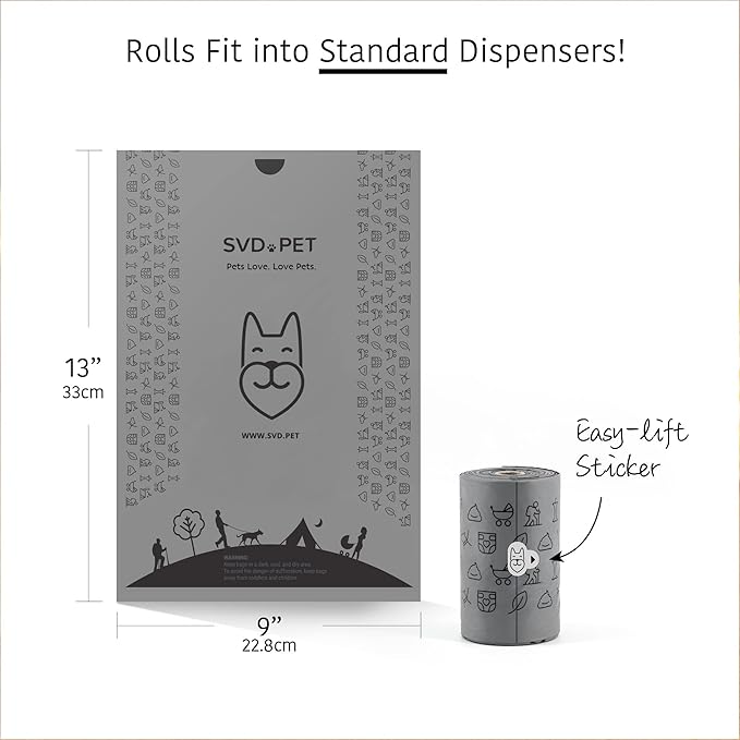 SVD.PET 2-Pack Retractable Waste Bag Dispensers with 60 Large Waste Bags and 2 Waste Bag Holders