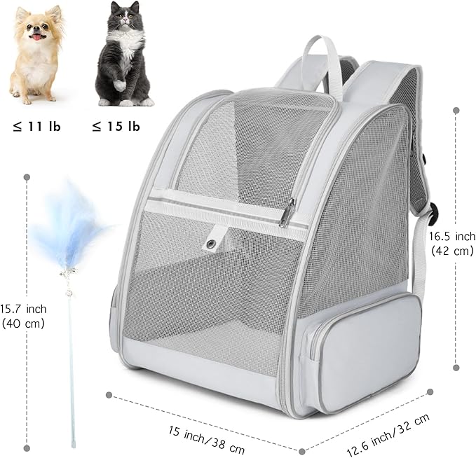 Cat Backpack Carrier 15lbs, Ventilated