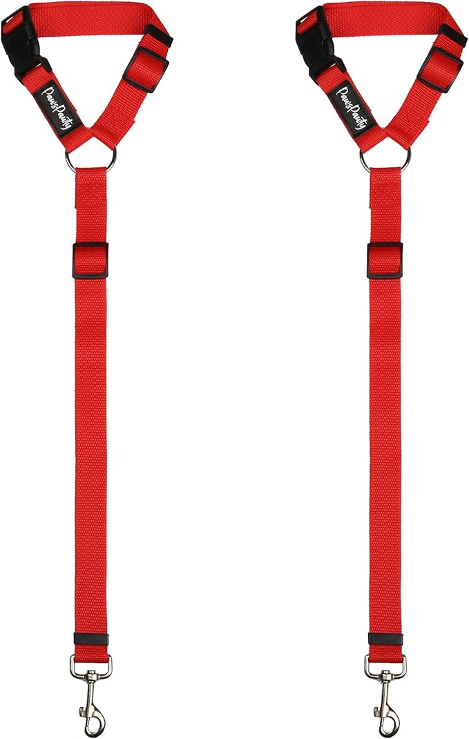 PawsPawty 2 Pack Headrest Dog Car Safety Seat 2-in-1 Leash