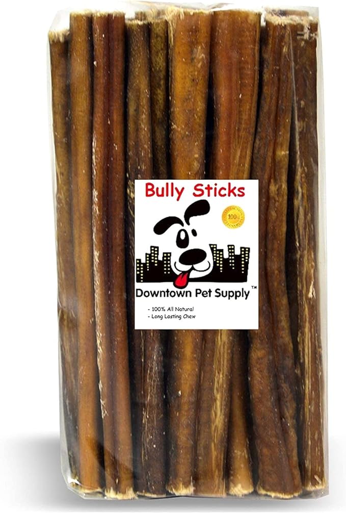 Downtown Pet Supply Bully Sticks for Dogs, Junior Size (6", 100-pack) Rawhide Free Dog Chews Long Lasting Non-Splintering Pizzle Sticks - Low Odor Bully Sticks for Small Dogs