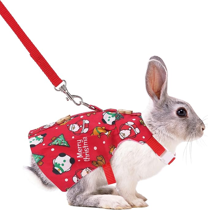 Adjustable Christmas Rabbit Harness and Leash Set