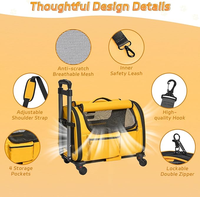 Cat Carrier with Wheels 20 lbs,