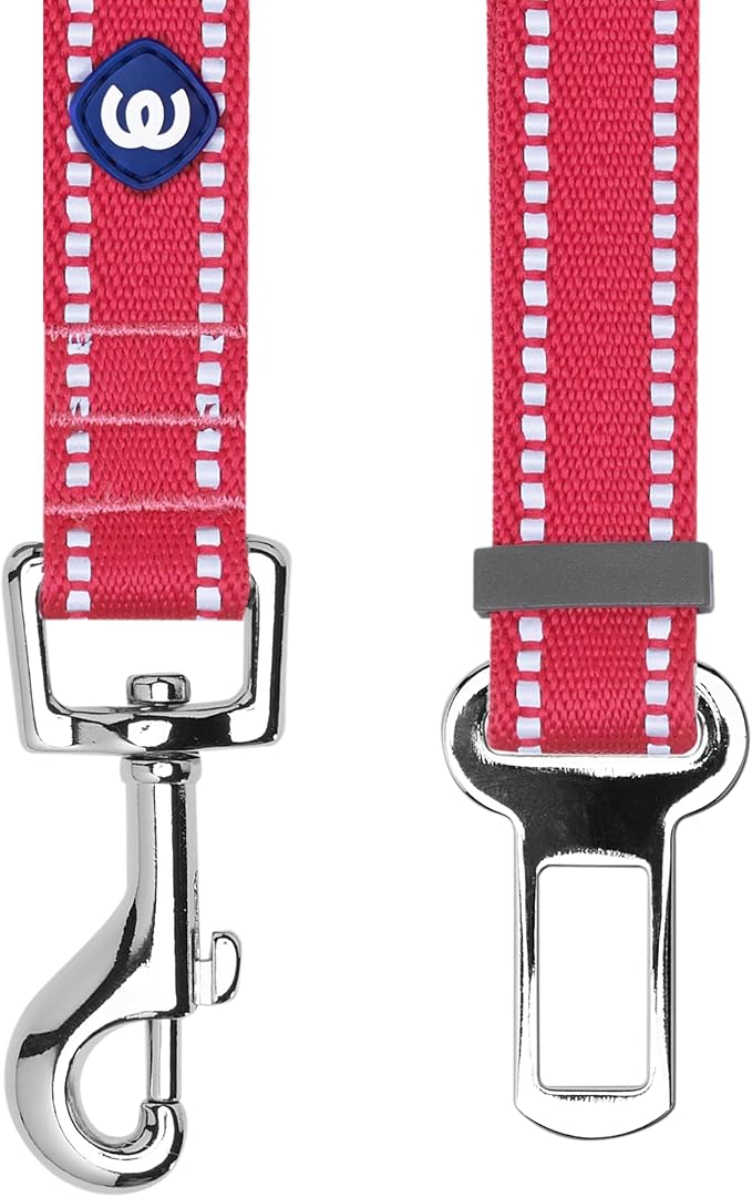 Blueberry Pet Essentials Pastel Color Reflective Matching Dog Harness Vest and Seatbelt Set in Very Berry