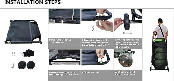 Max Loading 250lbs Large Dog Stretcher with Noiseless Wheels 45x22 Inch