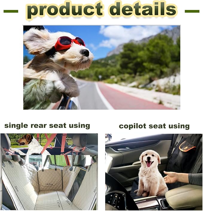 Dog Shaped Car Seat Cover with Rear Seat Mesh Window