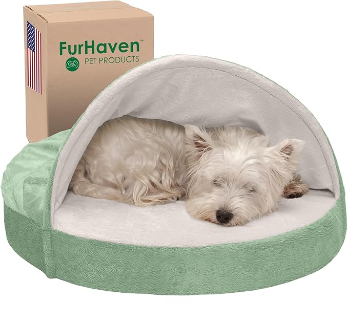 Furhaven 26" Round Cooling Gel Dog Bed for Medium/Small Dogs w/ Removable Washable Cover 30 lbs 26-inch