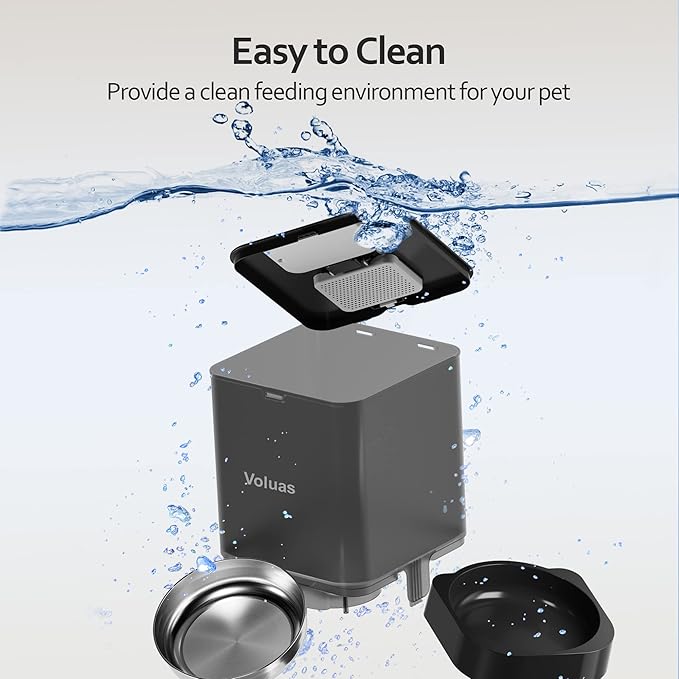 VOLUAS Cat Dry Food Dispenser with Timer 4 Meals 10s Voice