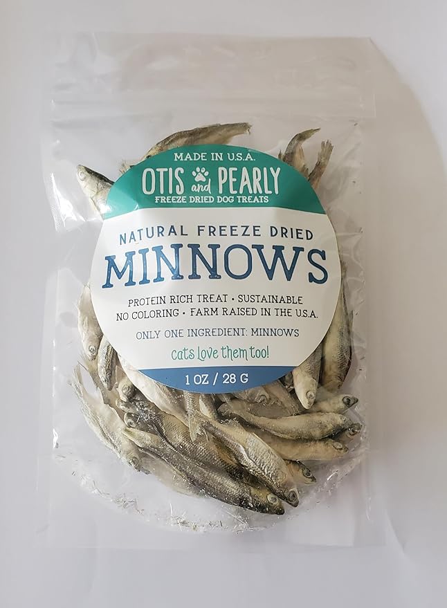Freeze Dried Minnows Pet Treats for Dogs and Cats Only One Ingredient All Natural Healthy 1 oz