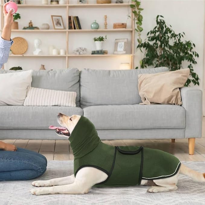 IDOMIK Dog Anxiety Calming Hoodie,Breathable Dog Anxiety Jacket Vest Coat for Thunderstorms,Fireworks,Vet Visits,Separation,Adjustable Dog Hoodies for Noise Block & Ear Protection Recovery,Green,XL