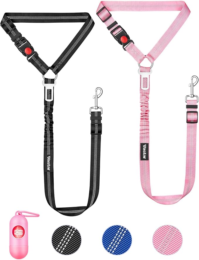 Vastar 2 Pack Dog Seat Belt for Car 3-in-1 Dog