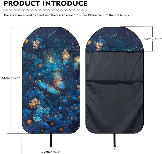 Blue Butterfly Sweatproof Towel Car Front Seat Cover Non-Slip Bucket Seat Protector Easy to Install from Sweat
